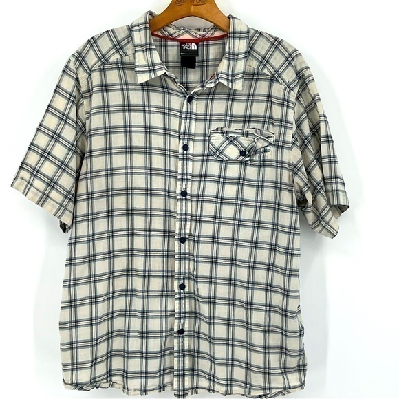 The North Face Mens Short Sleeve Plaid Lightweight Button down Shirt Size XL M7 - Picture 1 of 7